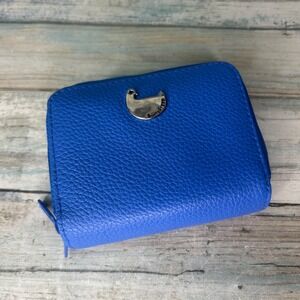 Buxton Wizard Wallet Zip Around Leather Accordion Credit Card ID Slot Blue